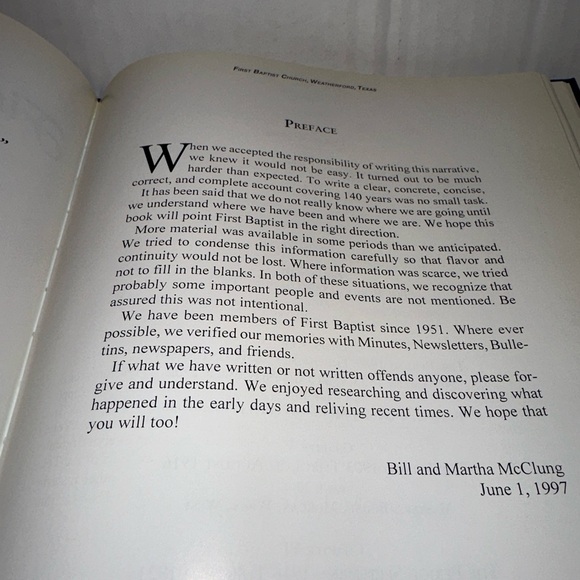 First Baptist Church Weatherford Texas “The First 140 Years” Book 1997. - Picture 3 of 13
